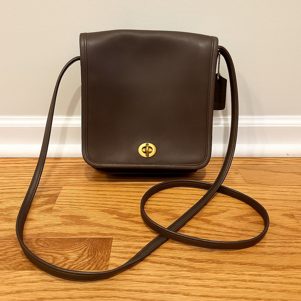 Vintage Coach Brown Leather Crossbody Bag